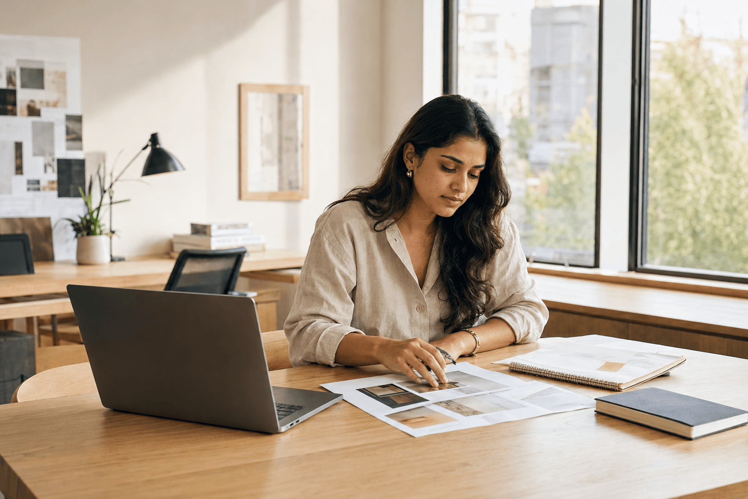 Creative professional developing a campaign in a bright studio